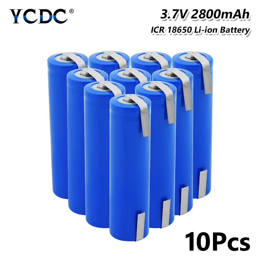 

18650 Lithium Battery 2800mAh 3.7V Rechargeable Li-ion Batteries Discharge bateria+DIY Nickel sheets For LED Flashlight Toy