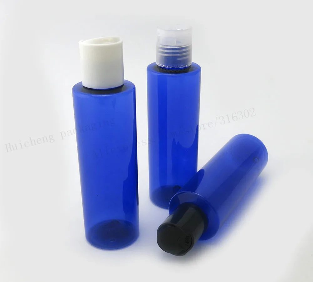 30 X 150ml Flat Shoulder Cobalt Blue PET shampoo Cream bottle with Disk