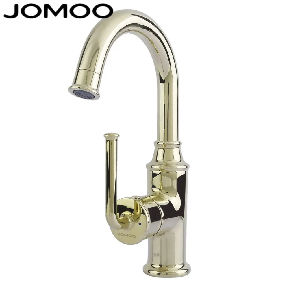 

Single Handle Basin Mixer PVD Flanged Gold Mixer Tap Wall Mounted Bath Faucet JOMOO Hot And Cold Faucet Bathroom Free Shipping