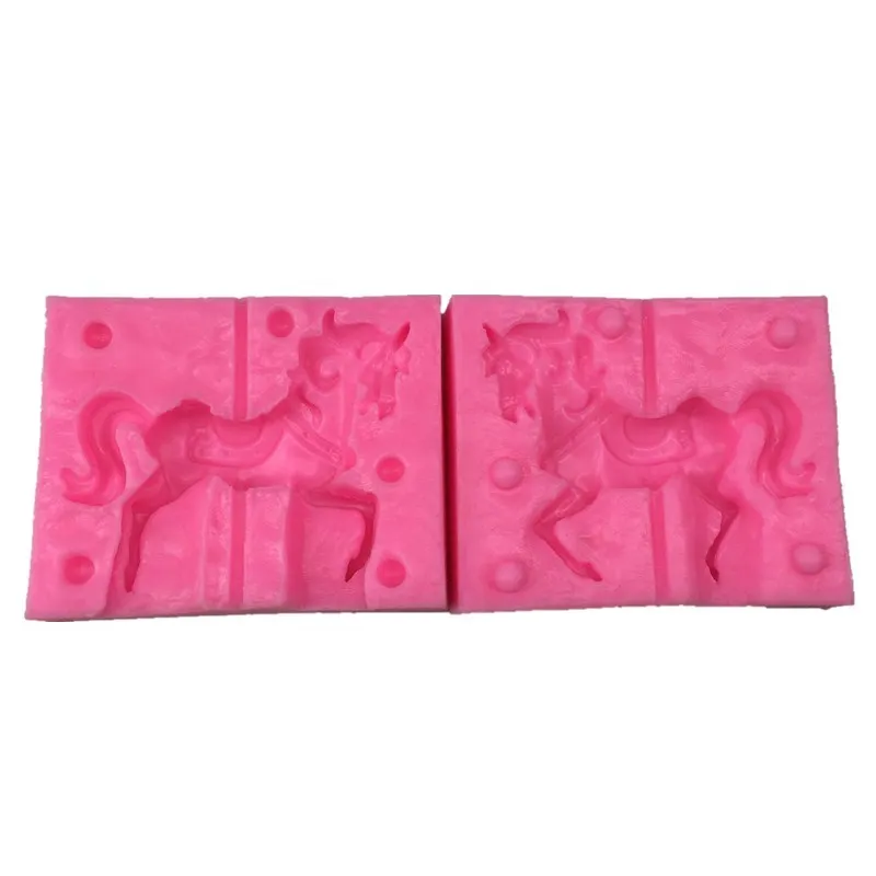 DIY 3D Карусель лошадь Силиконовые свечи формы Fimo глина мыло инструменты для