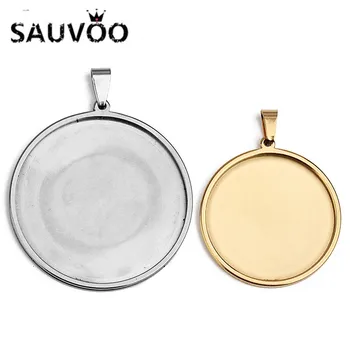 

SAUVOO 5pcs Stainless Steel Pendant Tray Stampable Blank Bezel Cabochon Settingn 20 25 30 35mm for DIY Jewelry Findings Supplier