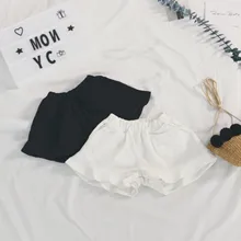 Лето г.; белые и черные джинсовые шорты для девочек; милые джинсовые шорты с оборками; одежда для детей; пляжная одежда из хлопка для малышей; брюки; От 3 до 8 лет