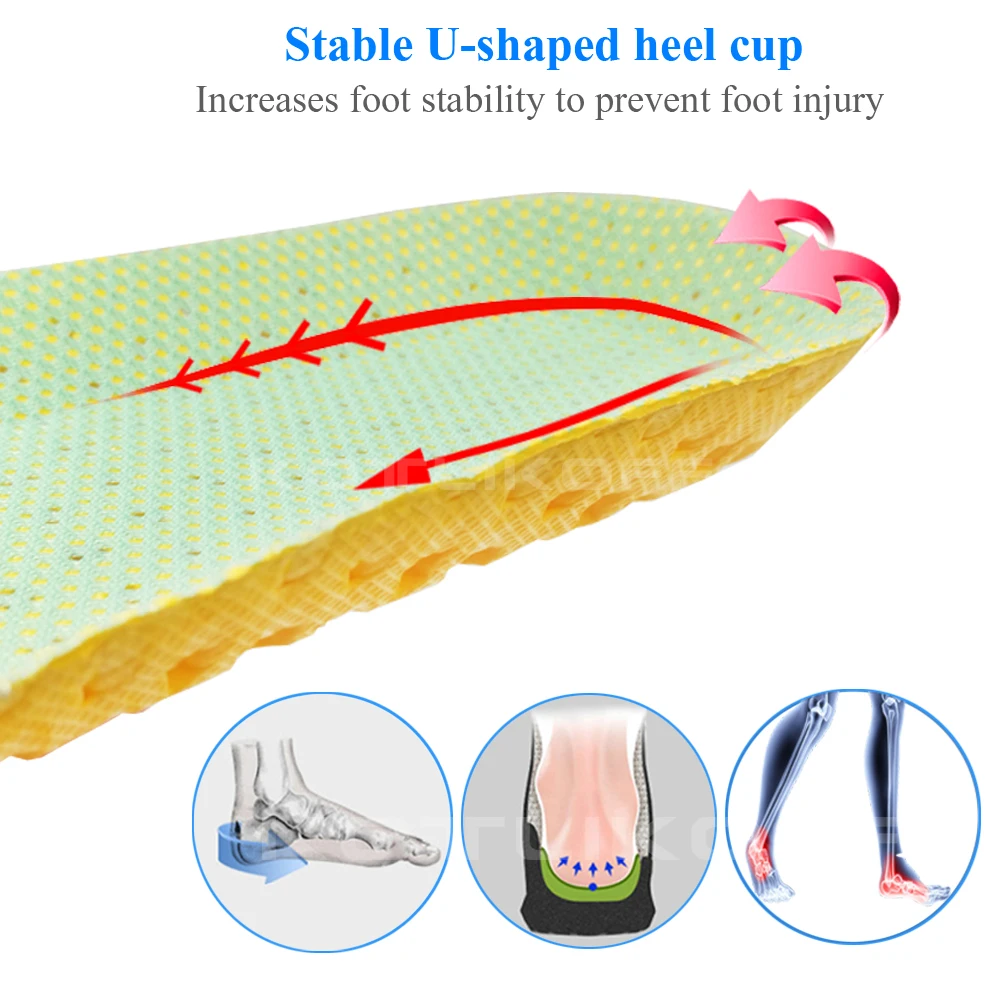 KOTLIKOFF Shoes Accessories Insoles Orthopedic Memory Foam Sport Arch Support Soft Pad Insert Woman Men Feet For Running Shoes