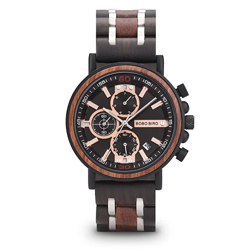 Relogio Masculino BOBO BIRD деревянные часы для мужчин лучший бренд класса люкс СТИЛЬНЫЙ Хронограф военные часы в деревянной коробке reloj hombre - Цвет: W-s18-1