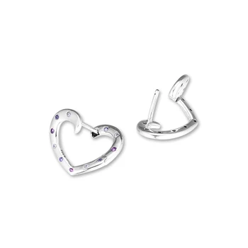 

CKK Bright Hearts Hoop Earrings, Royal Purple & Lilac Crystals 925 Sterling Silver Original Jewelry Making