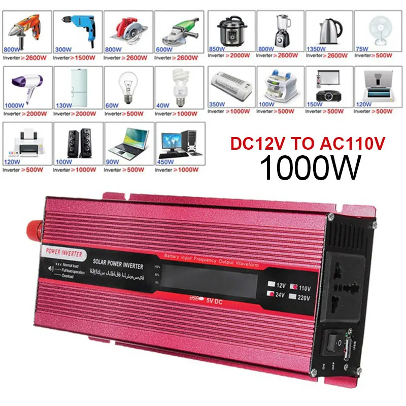 

2018 Auto Inverter 12v 110v Solar Power Car Inverter Wave Transformer Converter DC12V To AC110V Voltage Transformer LED Charger