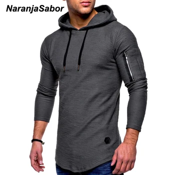 

NaranjaSabor Men's Hoodies 2019Spring Autumn Sportswear Long Sleeve Casual Hooded Shirt Mens Brand Clothing Male Sweatshirt N495