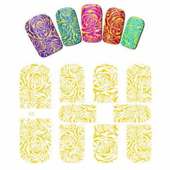 

SUPER THIN SELF ADHESIVE 3D NAIL ART NAIL SLIDER STICKER FULL COVER GOLD ZIPPER VINTAGE SWIRL FLORID FRAME LEAF A3-F22B
