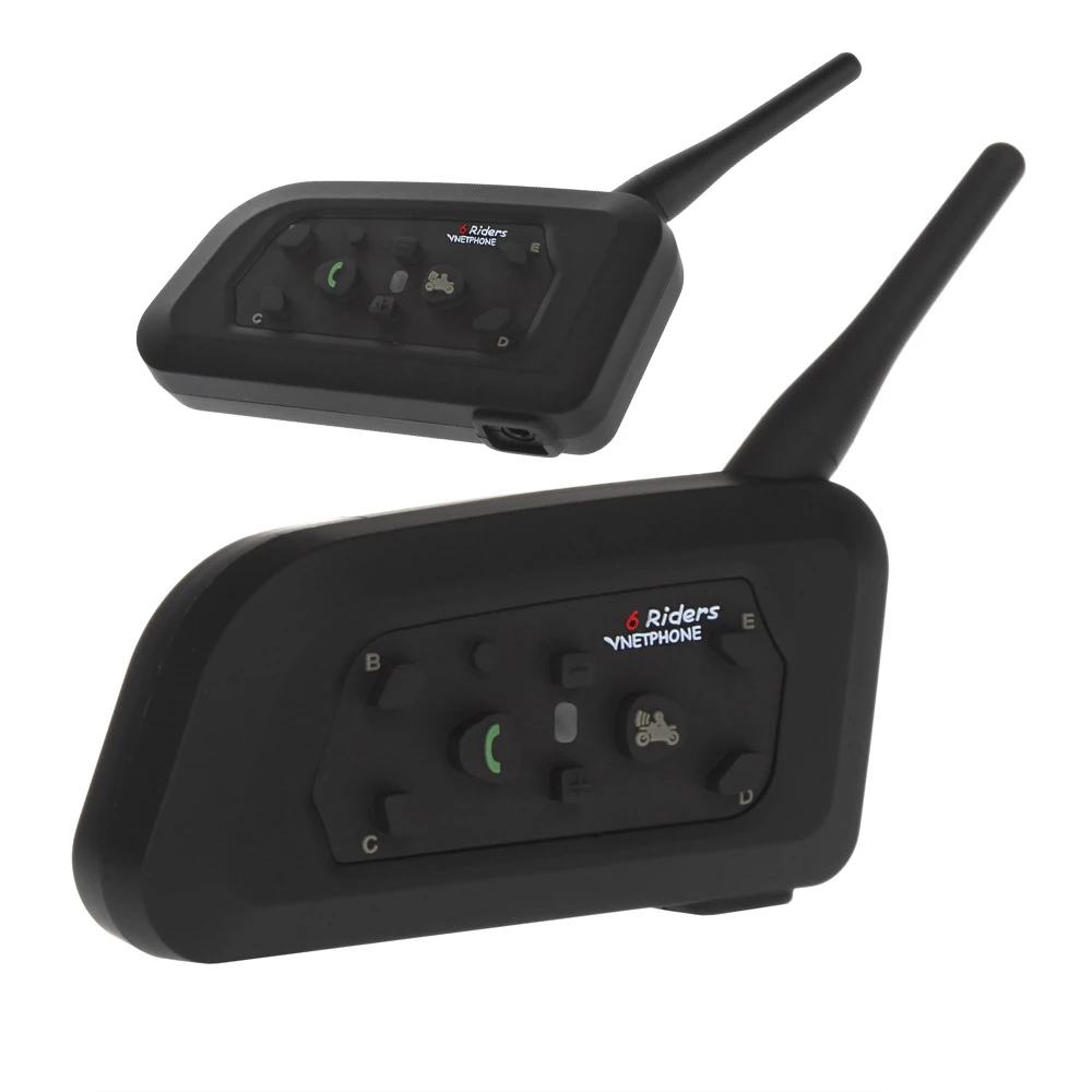 

2Pcs V6 Bluetooth Intercom Motorcycle Helmet Accessories Speaker 1200m 6 Riders Interphone Headset Support Mp3 Music GPS