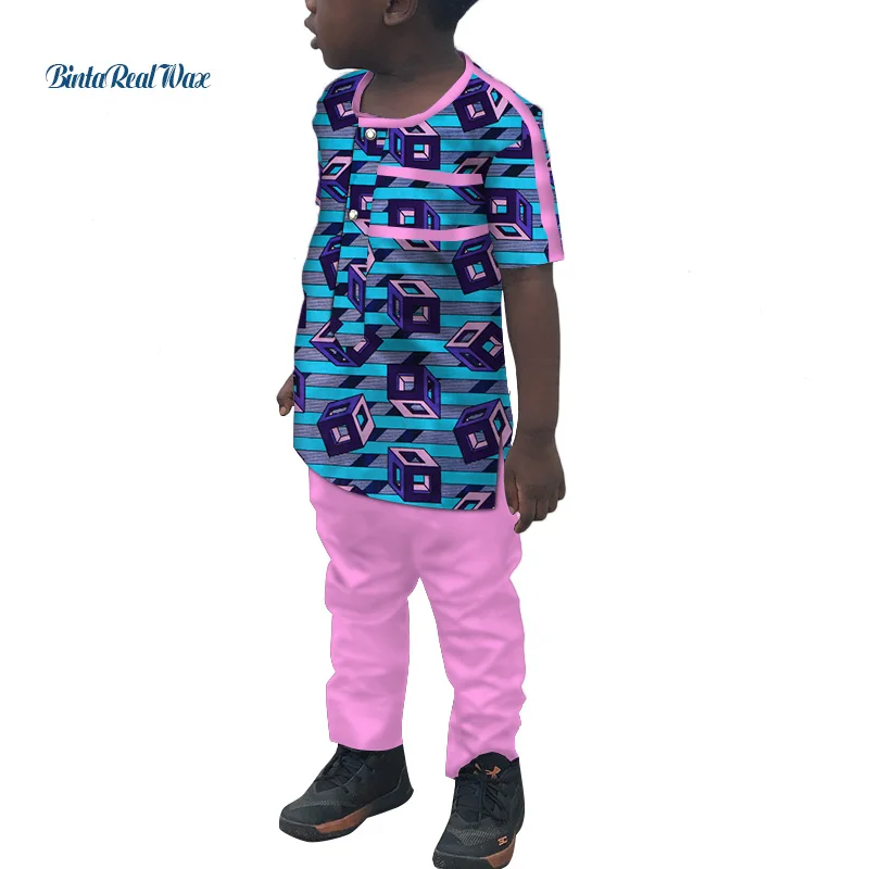 В африканском стиле для мальчиков топы и штаны, комплекты размера плюс, бразильское, богатая в африканском стиле, с рисунком, из кусков, рубашка и штаны, костюмы, детская Костюмы WYT258