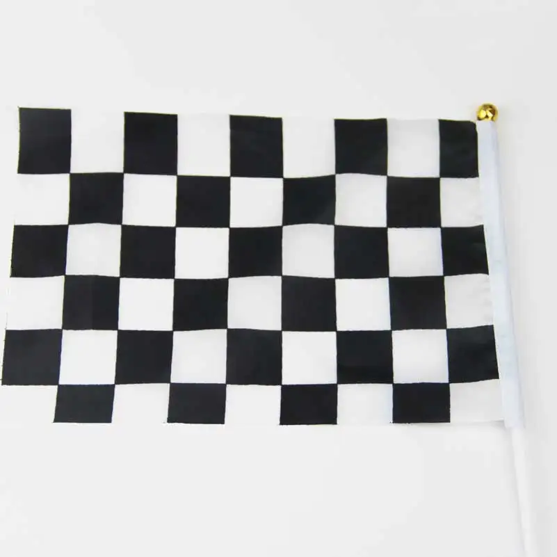 10 шт. клетчатый гоночный Автомобильный флаг 14*21 см ручной мини-флаг с белый шест яркий цвет и устойчивость к выцветанию ручной работы