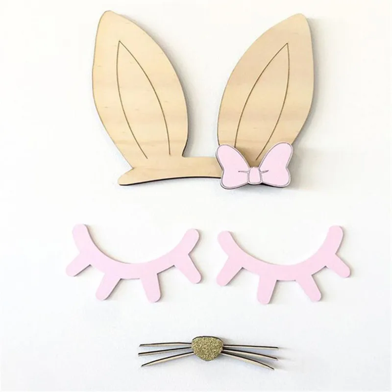 Hot ins Nordic wind wooden eyelash wall stickers Home children's room decoration creative background wall stickers