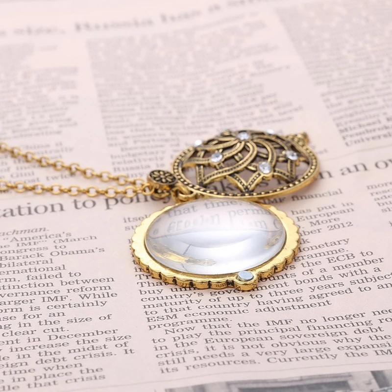 Retro Antique Statement Necklace Shellhard Crystal Cat Magnifying Glass Pendant Long Chain Necklace Fashion Jewelry For Women