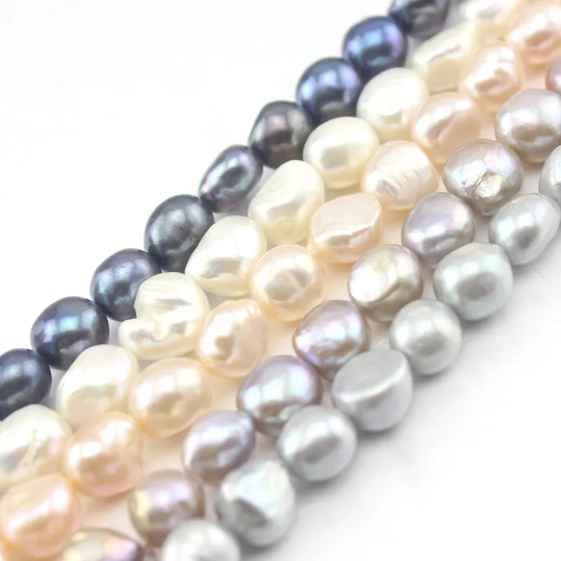 

Free Shipping 5 colors 10-11mm Jewelry Making Freeform Potato Natural Freshwater Big Pearl Beads Strand 15"