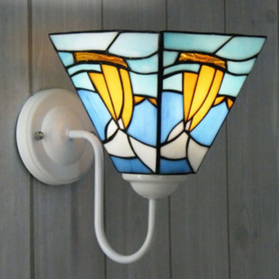 Mediterranean Tiffany zinc alloy stained glass wall lamp home