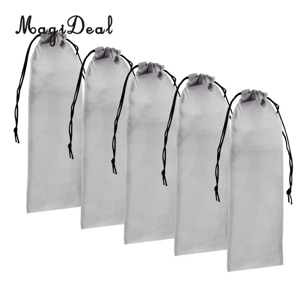 MagiDeal 5 Pieces Drawstring Storage Bag for Hair straighteners & Curling Wands Portable Drawstring Hair Extension Garment Bag