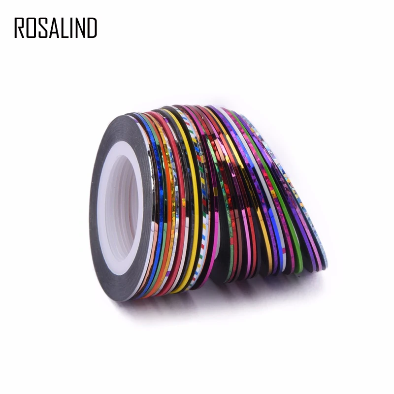 

Rosalind 30pcs/lot Multicolor Mixed Colors Rolls Striping Tape Line Rhinestones For Manicure Sticker & Decal Women Makeup Tool