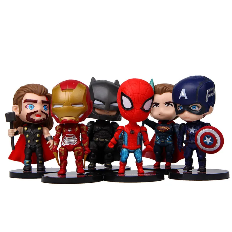 

6 psc Marvel Avengers Keychain Captain America Iron man Spiderman Heros Figure Decor Car Ornament Doll Car Ornaments