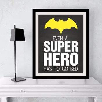 

Printable Art Even a Super Hero has to go bed Quote, Print Canvas Poster Super Hero Art, Kids Room Decor, Frame Not included