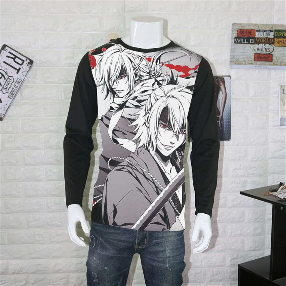 Косплей Аниме Топы Hakuouki футболки Yukimura Jiziru с длинным рукавом мужские унисекс
