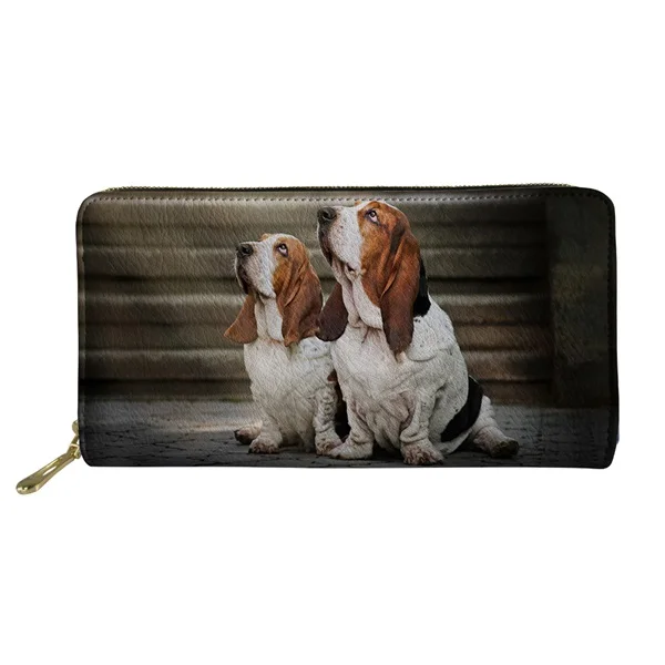 Милый 3D Basset хауд напечатанный женский длинный кошелек из искусственной кожи Роскошная марка, женская кошелек на молнии Кредитная карта/держатель для денег сумка Мурса сумка - Цвет: C800Z21