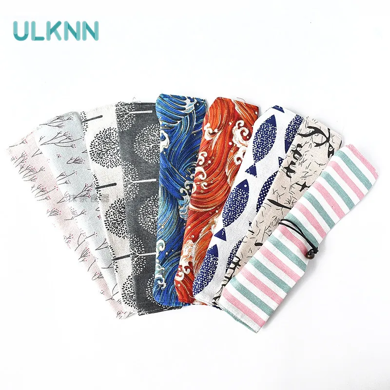 

5pcs Janpan Style Portable Tableware Bags Storage for Chopstick Spoon Fork Students Traveling Wind-broken Picture Storage Bag