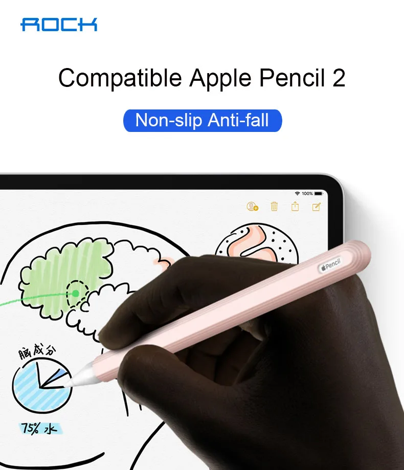 Силиконовый чехол ROCK для Apple Pencil 2, мягкий светильник, защита от падения, защитный колпачок, чехол Hoder для Apple Pencil 2