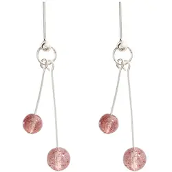 S925 стерлингов Серебряные серьги для Для женщин клубника кварц серьги Винтаж кисточкой серьги с розовыми кристаллами женские длинные