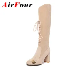 ENMAYLA/Обувь хорошего качества на высоком каблуке и молнии Женские осенне-зимние теплые сапоги на прозрачной платформе ботинки Обувь черного и абрикосового цветов из яловичного спилка