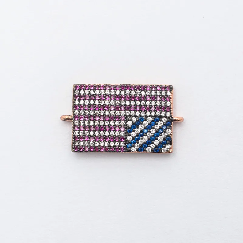 Новые роскошные Micro Pave фианит, циркон, кристалл бренд американский флаг ювелирных изделий DIY CZ Звезда бусины браслет талисманы интимные аксессуары HG012
