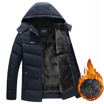 

Thick Warm Winter Jackets Men 2020 New Middle-aged Mens Parka Coat Hooded Business Casual Slim Male Outwear