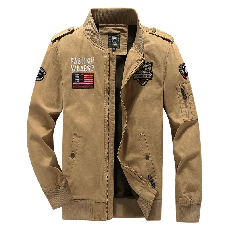 

Military Bomber Men Jackets Cotton Casual Zipper Pilot Jacket Spring Autumn Male Baseball Uniform Coat