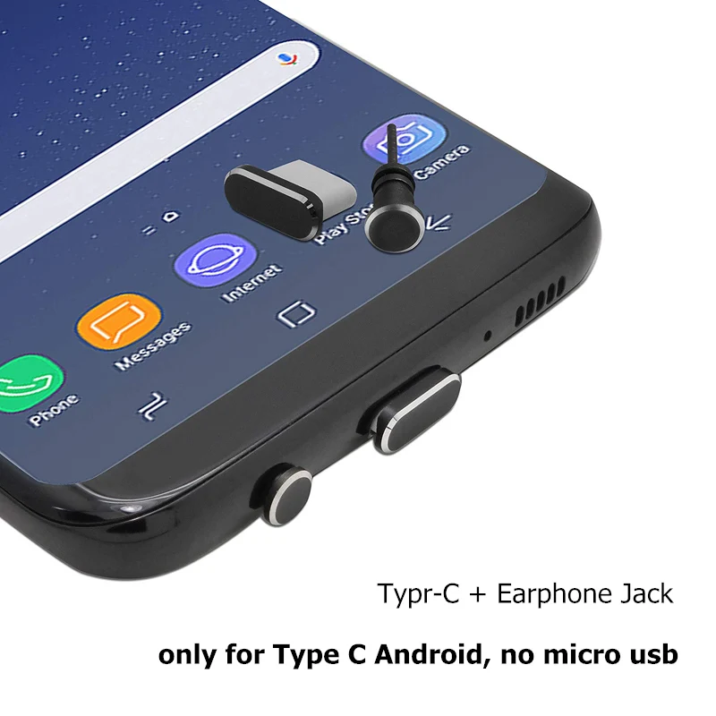 Комплект пылезащитных заглушек для телефона типа C разъем USB Type и наушников 3 5 мм