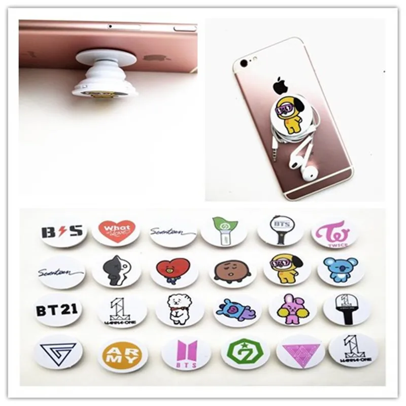 

Kpop BTS BT21 Got7 Wanna One SEVENTEEN BLACKPINK Twice Phone Holder Keyring Keychain N003