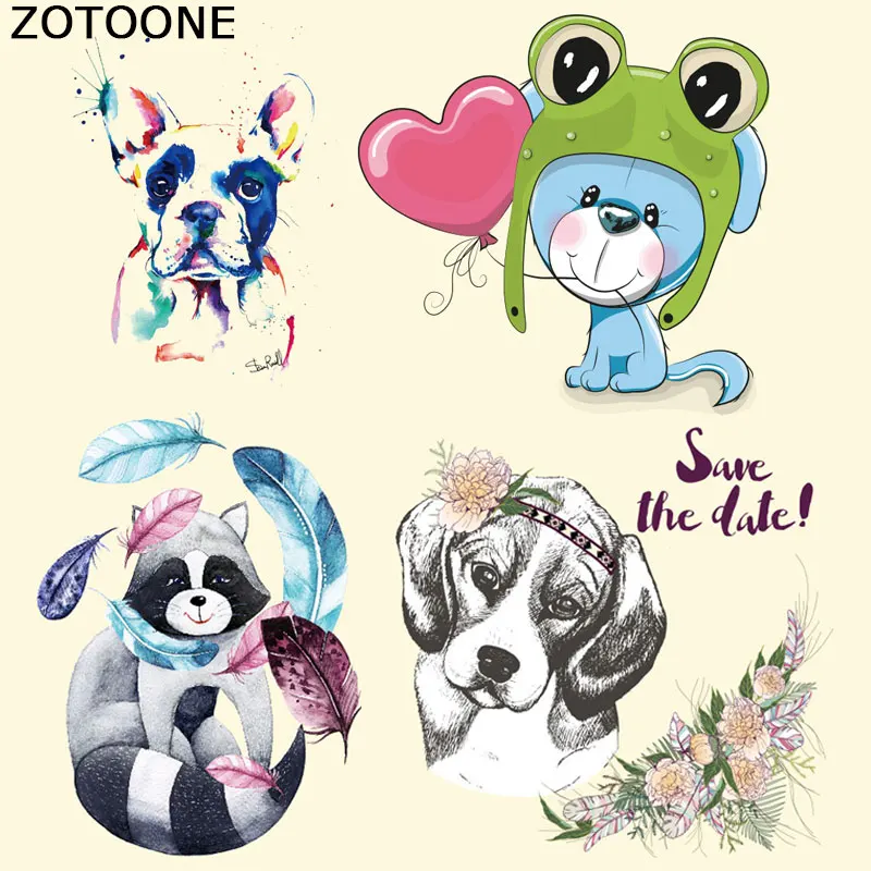 ZOTOONE утюжок на заплатках для одежды милые животные собака теплопередача патчи