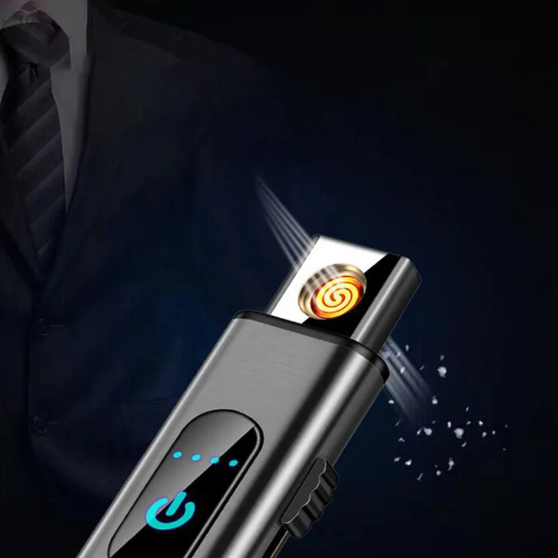 Тонкая электронная мини зажигалка с USB вольфрамовая турбо металлическая