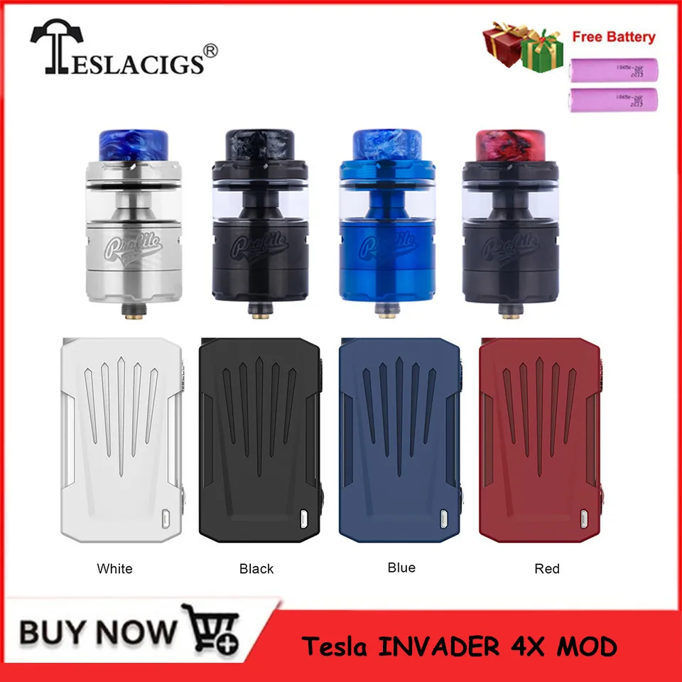 Vape комплект оригинальный Tesla Invader 4X280 W Mod Teslacigs 4X VV электронная сигарета коробка