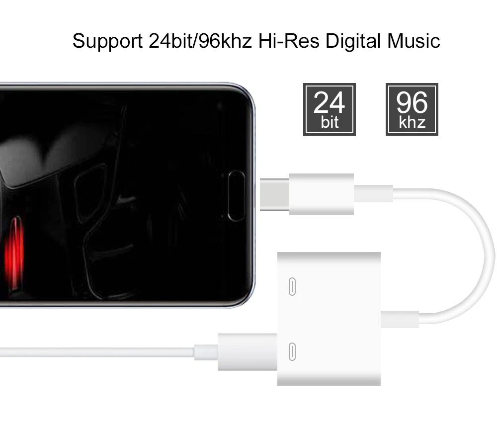 Ascromy Dual USB C Splitter Adapter Audio Charger Adapter Headphone For Huawei P20 Pro Xiaomi MI A2 Mi8 SE Mix 2 2S Type C Typec (2)