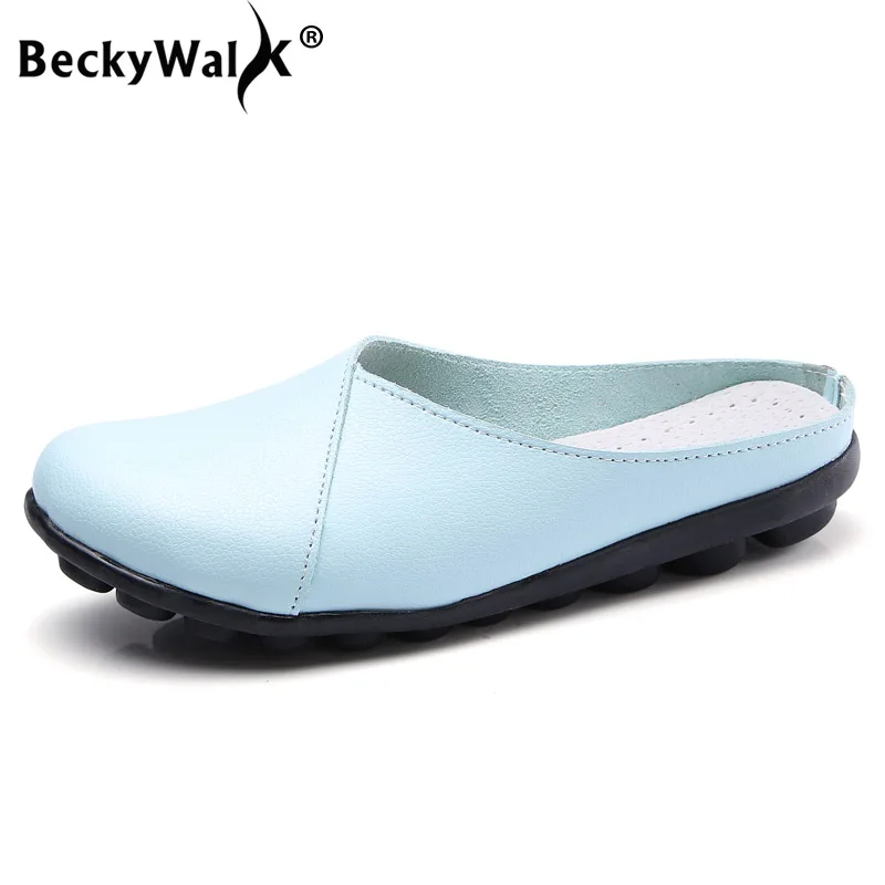 Новое поступление летняя женская обувь BeckyWalk босоножки из бычьей кожи на плоской