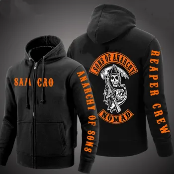 

2018Mascro Casual Autumn Man Zipper Punk Coats TV Sons of Anarchy Male Cotton Men Jacket Sweatshirt Reaper Crew Partisa Hoodies