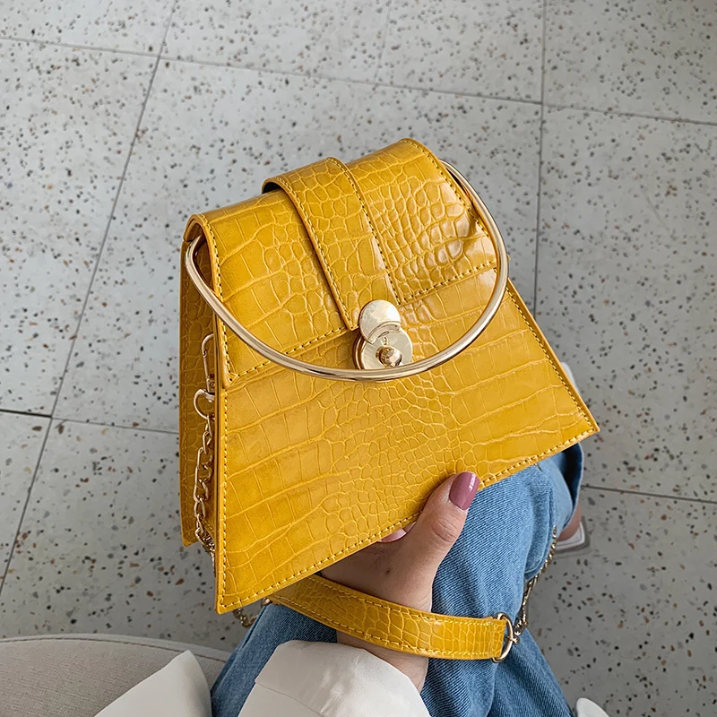 

Women's Bags Trapezoid Stone Pattern Leather Shoulder Messenger Crossbody Bags For Women 2019 Female Handbags Metal Handle Tote
