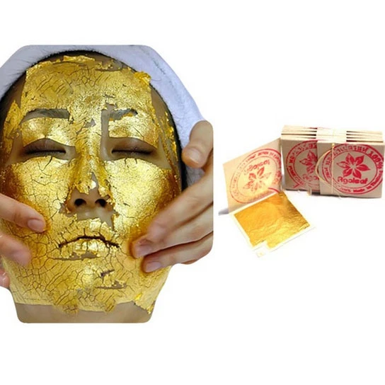Edible 4x4cm 30 Sheets Gold Leaf Pure 24K 999/1000 Face Mask