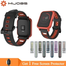 Mijobs силиконовый браслет Amazfit GTS Correa Stratos 2 Smartband 20 мм 22 мм Soprt для Xiaomi Huami Amazfit Bip напульсники