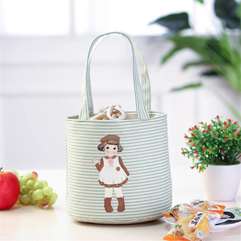 PACGOTH Корейский мультфильм девушка досуг сумки Tote Ланч мешок хлопок ткань