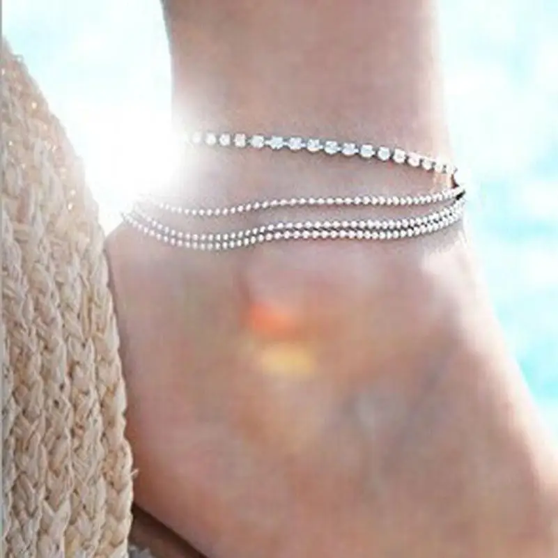 OTOKY модный многослойный ножной браслет Серебряный Хрустальный браслет ножной браслет цепочка на лодыжку женские браслеты для ног Jan29