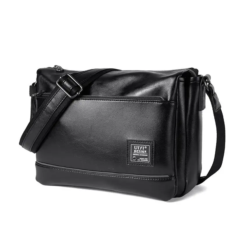 

UIYI Unique Brand Messenger Crossbody Bag Handbag Men Casual PVC Leather Male Solid Satchel Flap Shoulder Bags For IPAD 170082
