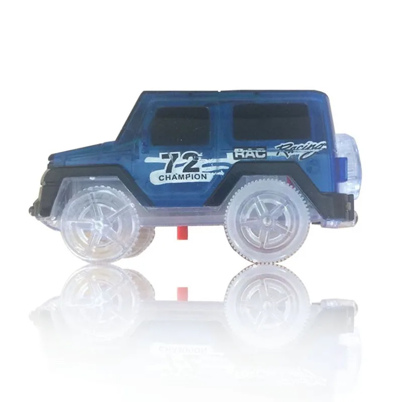 Светящийся гоночный автомобиль трек Светящиеся в темноте игрушки пересечение/туннель/Арка мост автомобиль набор изгиб Flex автомобили игрушки для детей brinquedos - Цвет: Blue Car