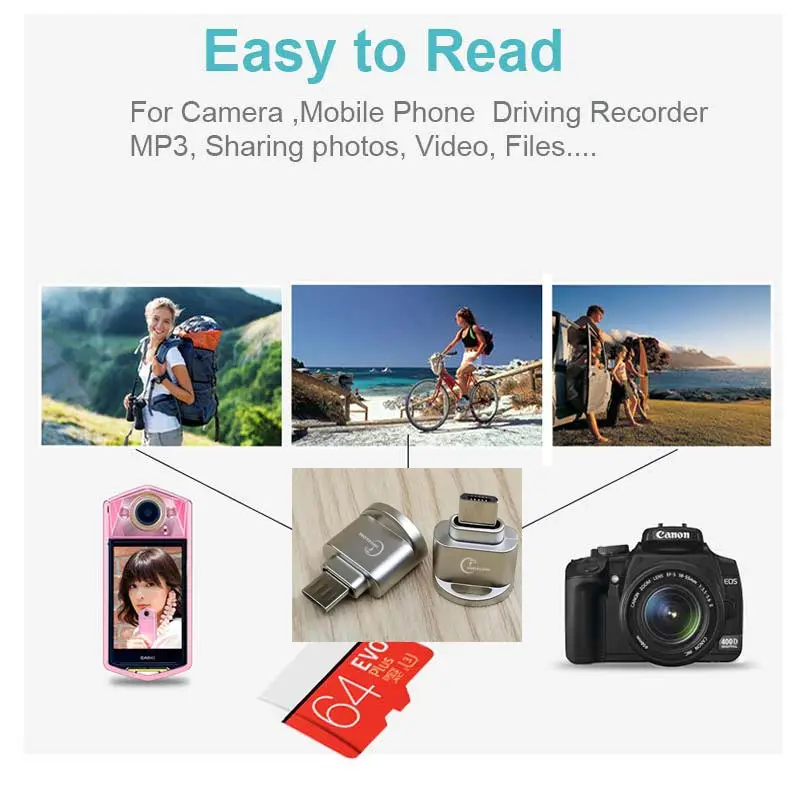 Micro usb 2.0 otg phone mini memory card reader adapter Aluminum cardreader for micro SD/TF microsd laptop accessories Wholesale