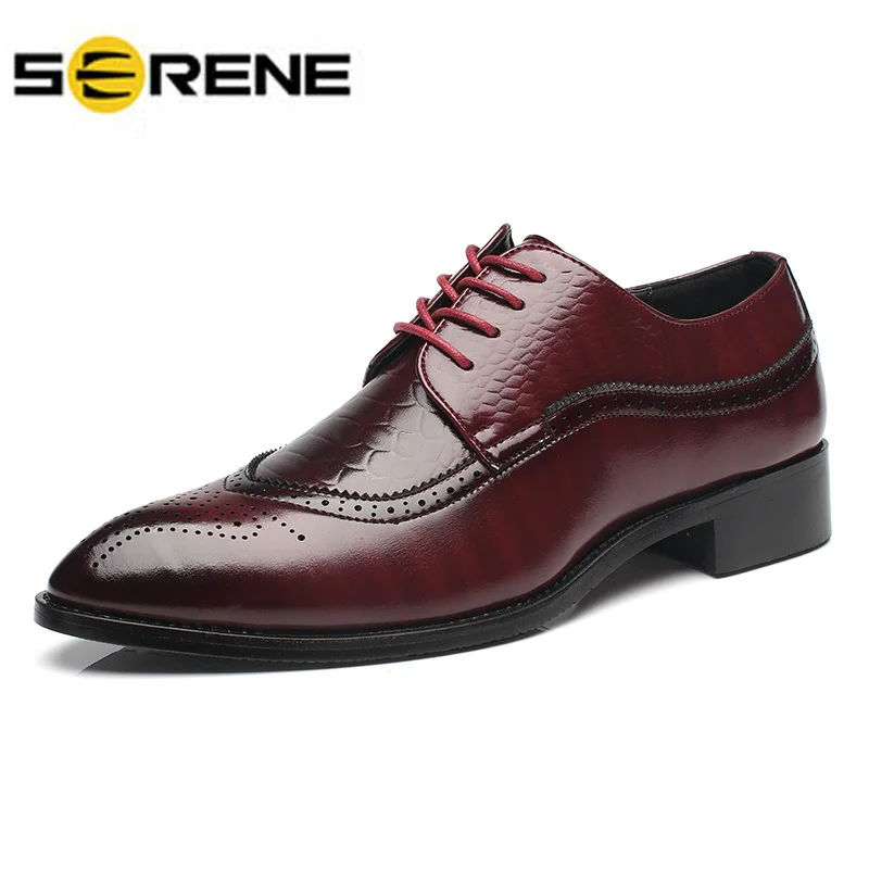 

Crocodile Pattern Business Formal Shoes For Men Craving Flower Brogue Dress Shoes