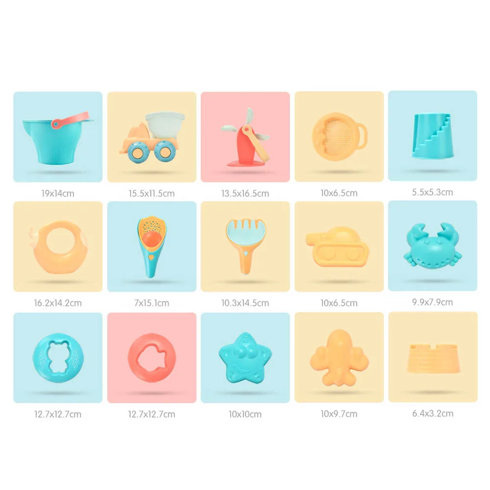 Finest 5-17pcs Castle Sand Clay Mold Digging Shovel Tools Water beach toy Bath Water Playing Toy Portable